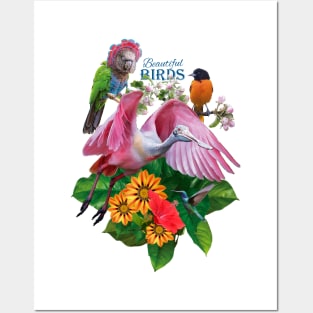 Roseate spoonbill and other beautiful birds Posters and Art